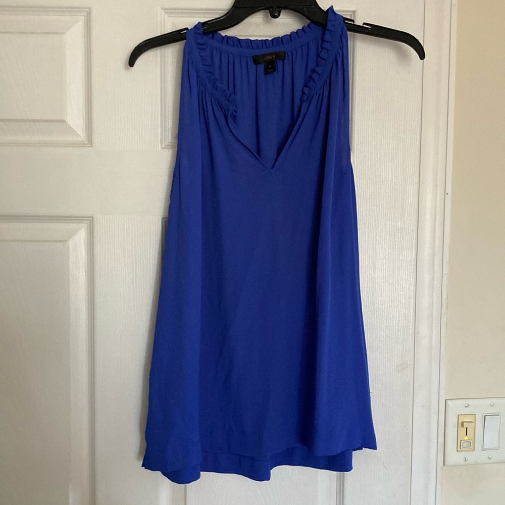 Like new JCREW ruffle collar sleeveless blouse blue sz12